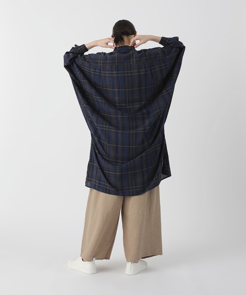 Plantation(プランテーション)の「シアーチェック / ワンピース / (O)(ワンピース・レディース・ネイビー/オフホワイト・M size)」の4枚目の写真