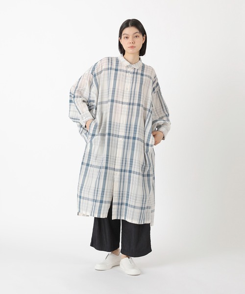 Plantation(プランテーション)の「シアーチェック / ワンピース / (O)(ワンピース・レディース・ネイビー/オフホワイト・M size)」の9枚目の写真
