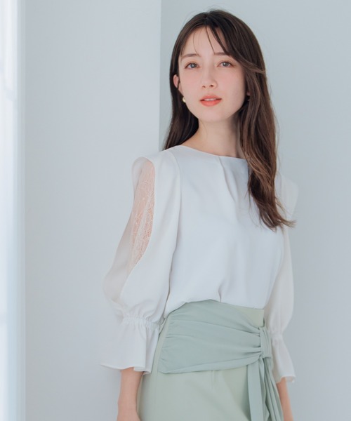 MISCH MASCH(ミッシュマッシュ)の「レーススリーブブラウス(シャツ/ブラウス・レディース・ホワイト/ピンク/ラベンダー・フリ-)」の4枚目の写真