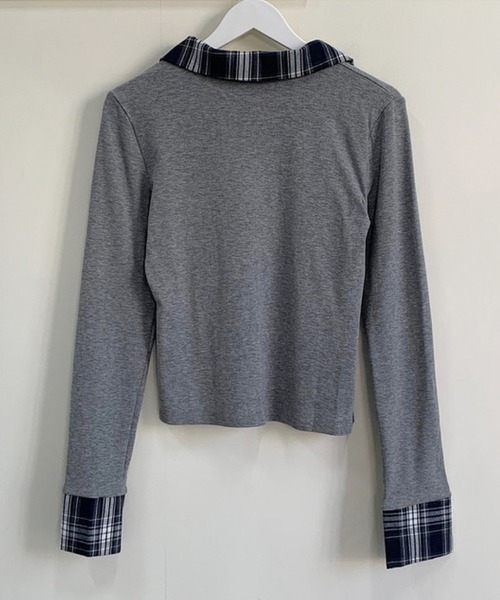 gossip！ロサンゼルス（ゴシップロサンゼルス）の「Y2K  チェックレースアップ長袖Tシャツ（Tシャツ/カットソー・レディース・ブラック/グレー/ホワイト・FREE）」の8枚目の写真