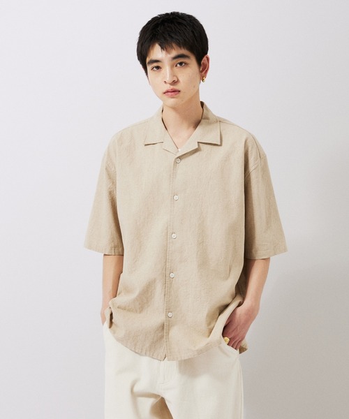 JOURNAL STANDARD（ジャーナルスタンダード）の「【ZOZO限定】綿麻 ショートスリーブシャツ（シャツ/ブラウス・メンズ・サックスブルー/ライトピンク/ブラック/ホワイト/グリーン/ブラウン/ネイビー/ベージュ・XS/S/M/L/XL）」の5枚目の写真