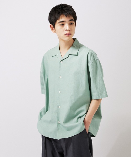 JOURNAL STANDARD（ジャーナルスタンダード）の「【ZOZO限定】綿麻 ショートスリーブシャツ（シャツ/ブラウス・メンズ・サックスブルー/ライトピンク/ブラック/ホワイト/グリーン/ブラウン/ネイビー/ベージュ・XS/S/M/L/XL）」の6枚目の写真