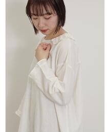 Samansa Mos2 | 【Cross×Linen】フリルカラーブラウス(シャツ/ブラウス)