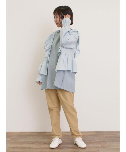 Samansa Mos2（サマンサ モスモス）の「【Cross×Linen】フリルカラーブラウス（シャツ/ブラウス・レディース・ベージュ/ピンク/サックスブルー/オフホワイト/ブルー・F）」の17枚目の写真