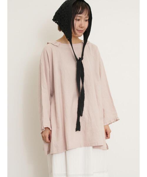 Samansa Mos2（サマンサ モスモス）の「【Cross×Linen】フリルカラーブラウス（シャツ/ブラウス・レディース・ベージュ/ピンク/サックスブルー/オフホワイト/ブルー・F）」の20枚目の写真