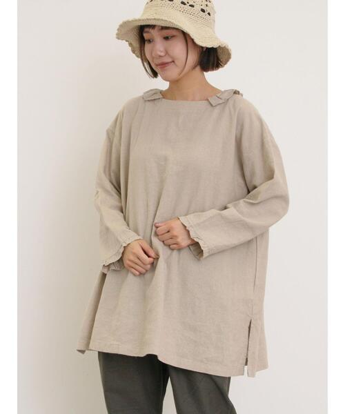 Samansa Mos2（サマンサ モスモス）の「【Cross×Linen】フリルカラーブラウス（シャツ/ブラウス・レディース・ベージュ/ピンク/サックスブルー/オフホワイト/ブルー・F）」の14枚目の写真