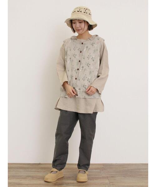 Samansa Mos2（サマンサ モスモス）の「【Cross×Linen】フリルカラーブラウス（シャツ/ブラウス・レディース・ベージュ/ピンク/サックスブルー/オフホワイト/ブルー・F）」の6枚目の写真