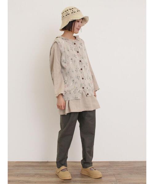 Samansa Mos2（サマンサ モスモス）の「【Cross×Linen】フリルカラーブラウス（シャツ/ブラウス・レディース・ベージュ/ピンク/サックスブルー/オフホワイト/ブルー・F）」の7枚目の写真