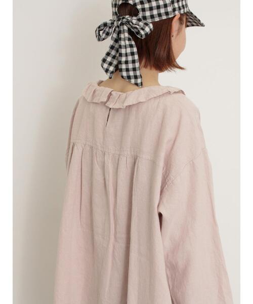 Samansa Mos2（サマンサ モスモス）の「【Cross×Linen】フリルカラーブラウス（シャツ/ブラウス・レディース・ベージュ/ピンク/サックスブルー/オフホワイト/ブルー・F）」の10枚目の写真