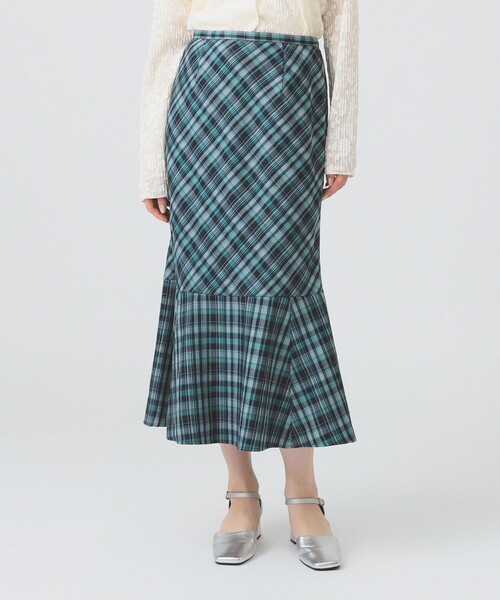 Ray BEAMS（レイビームス）の「チェック キリカエ マーメイド スカート（スカート・レディース・イエロー/ネイビー・0/1）」の5枚目の写真