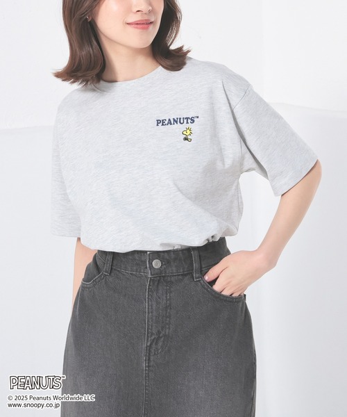 Honeys（ハニーズ）の「スヌーピー／Ｔシャツ（Tシャツ/カットソー・レディース・ピンク/ホワイト/オートミール/スミクロ/サックスブルー・L/M/S）」の4枚目の写真