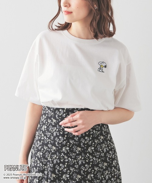 Honeys（ハニーズ）の「スヌーピー／Ｔシャツ（Tシャツ/カットソー・レディース・ピンク/ホワイト/オートミール/スミクロ/サックスブルー・L/M/S）」の13枚目の写真