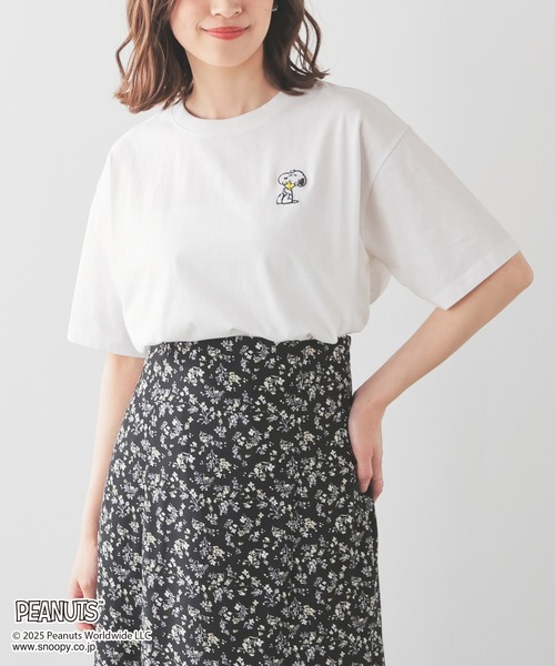 Honeys（ハニーズ）の「スヌーピー／Ｔシャツ（Tシャツ/カットソー・レディース・ピンク/ホワイト/オートミール/スミクロ/サックスブルー・L/M/S）」の12枚目の写真