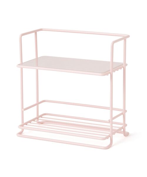 ワイヤーキッチンラック ガラス天板付 S ピンク（キッチンツール