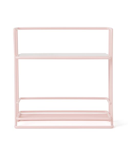 ワイヤーキッチンラック ガラス天板付 S ピンク（キッチンツール