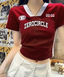 スポーツロゴライン Vネックトップス