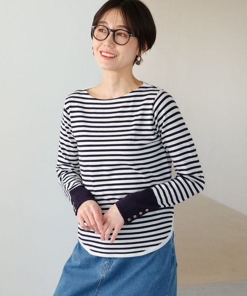Elura(エルーラ)の「カットソーライクニットプルオーバー/289220(Tシャツ/カットソー・レディース・イエロー/ネイビー/ホワイト/ブラック系その他・MEDIUM/LARGE)」の2枚目の写真