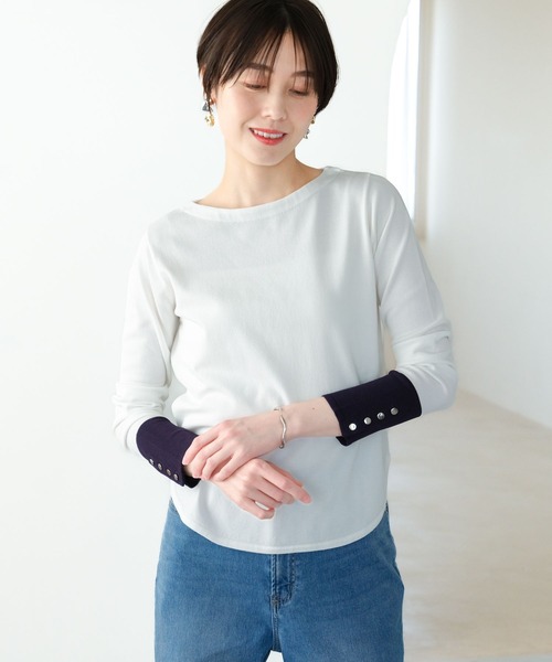 Elura(エルーラ)の「カットソーライクニットプルオーバー/289220(Tシャツ/カットソー・レディース・イエロー/ネイビー/ホワイト/ブラック系その他・MEDIUM/LARGE)」の1枚目の写真