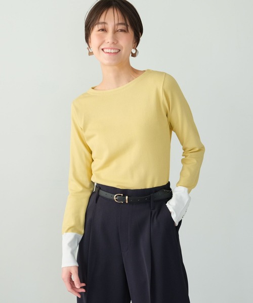 Elura(エルーラ)の「カットソーライクニットプルオーバー/289220(Tシャツ/カットソー・レディース・イエロー/ネイビー/ホワイト/ブラック系その他・MEDIUM/LARGE)」の4枚目の写真
