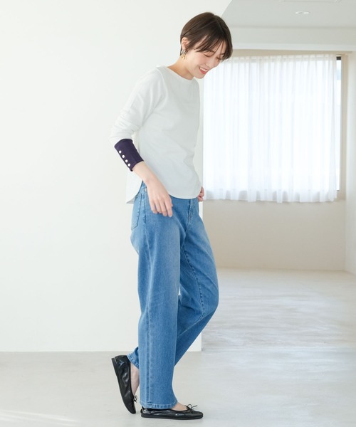 Elura(エルーラ)の「カットソーライクニットプルオーバー/289220(Tシャツ/カットソー・レディース・イエロー/ネイビー/ホワイト/ブラック系その他・MEDIUM/LARGE)」の7枚目の写真