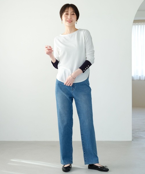 Elura(エルーラ)の「カットソーライクニットプルオーバー/289220(Tシャツ/カットソー・レディース・イエロー/ネイビー/ホワイト/ブラック系その他・MEDIUM/LARGE)」の8枚目の写真