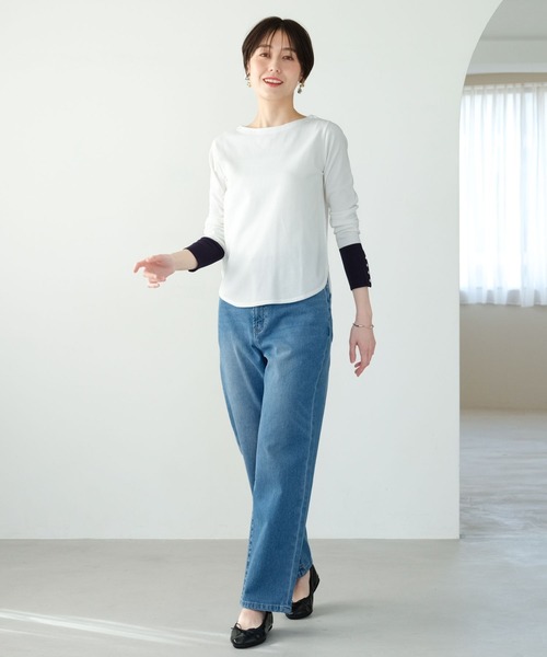 Elura(エルーラ)の「カットソーライクニットプルオーバー/289220(Tシャツ/カットソー・レディース・イエロー/ネイビー/ホワイト/ブラック系その他・MEDIUM/LARGE)」の9枚目の写真