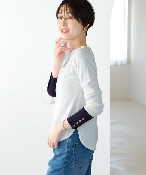 Elura(エルーラ)の「カットソーライクニットプルオーバー/289220(Tシャツ/カットソー・レディース・イエロー/ネイビー/ホワイト/ブラック系その他・MEDIUM/LARGE)」の6枚目の写真