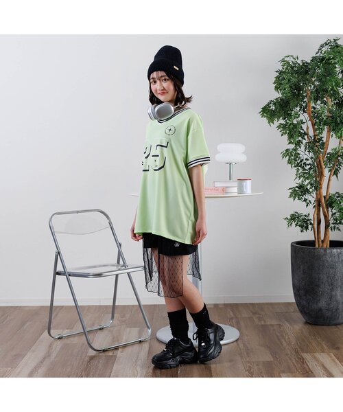 algy（アルジー）の「ワンポイントロゴロングルーズソックス（ソックス/靴下・キッズ・ブラック/オフホワイト・24/21）」の4枚目の写真