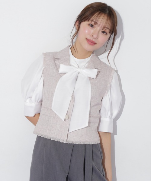 JILL by JILL STUART(ジルバイジルスチュアート)の「◇ショート丈テーラードジレ(ベスト・レディース・ピンク/ホワイト・FREE)」の20枚目の写真