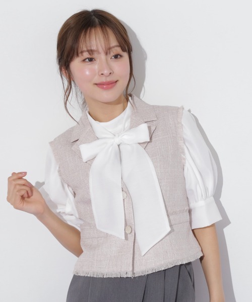 JILL by JILL STUART(ジルバイジルスチュアート)の「◇ショート丈テーラードジレ(ベスト・レディース・ピンク/ホワイト・FREE)」の19枚目の写真