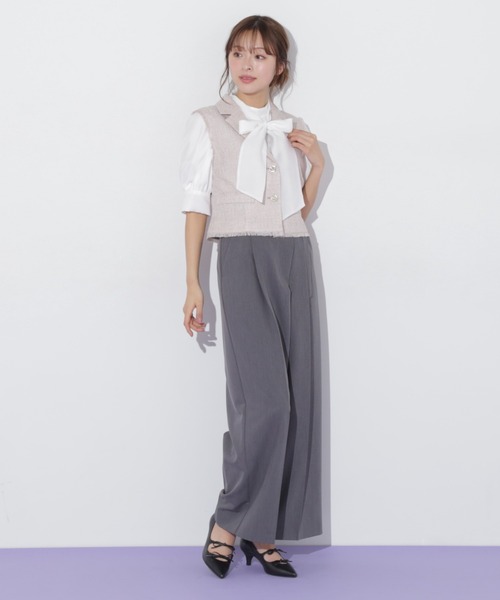 JILL by JILL STUART(ジルバイジルスチュアート)の「◇ショート丈テーラードジレ(ベスト・レディース・ピンク/ホワイト・FREE)」の13枚目の写真