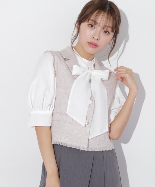 JILL by JILL STUART(ジルバイジルスチュアート)の「◇ショート丈テーラードジレ(ベスト・レディース・ピンク/ホワイト・FREE)」の21枚目の写真
