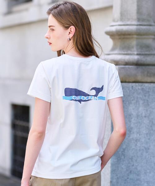 DRESSTERIOR（ドレステリア）の「【洗える/バックプリント】再生ポリエステルホエイルプリントTシャツ（Tシャツ/カットソー・レディース・ブラック/オフホワイト/グレー・34/36/38）」の6枚目の写真