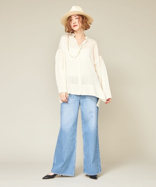 conte　ドビーストライプ ボリュームスリーブブラウス　ユナイテッドアローズ UNITED ARROWS｜<conte>ドビーストライプ ボリュームスリーブ