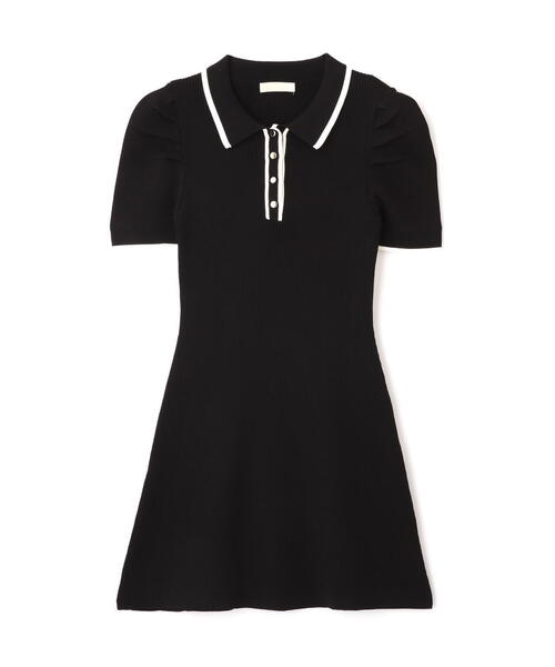 FREE'S MART（フリーズマート）の「◆配色ラインポロニットミニワンピース（ワンピース・レディース・ホワイト/ブラック/ブルー・SMALL/MEDIUM）」の4枚目の写真