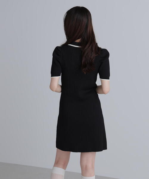 FREE'S MART（フリーズマート）の「◆配色ラインポロニットミニワンピース（ワンピース・レディース・ホワイト/ブラック/ブルー・SMALL/MEDIUM）」の11枚目の写真