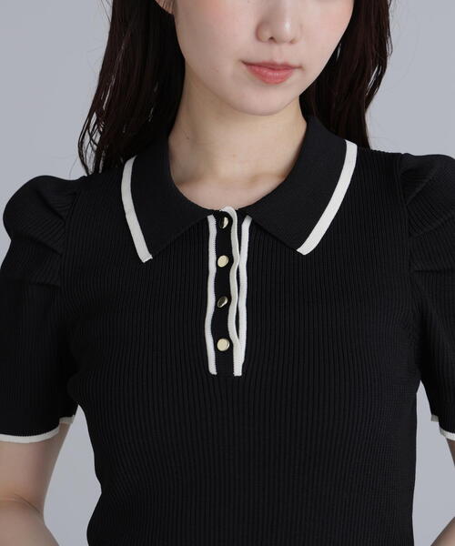 FREE'S MART（フリーズマート）の「◆配色ラインポロニットミニワンピース（ワンピース・レディース・ホワイト/ブラック/ブルー・SMALL/MEDIUM）」の12枚目の写真