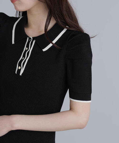 FREE'S MART（フリーズマート）の「◆配色ラインポロニットミニワンピース（ワンピース・レディース・ホワイト/ブラック/ブルー・SMALL/MEDIUM）」の14枚目の写真