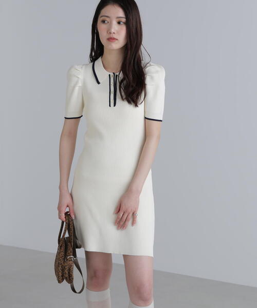 FREE'S MART（フリーズマート）の「◆配色ラインポロニットミニワンピース（ワンピース・レディース・ホワイト/ブラック/ブルー・SMALL/MEDIUM）」の19枚目の写真