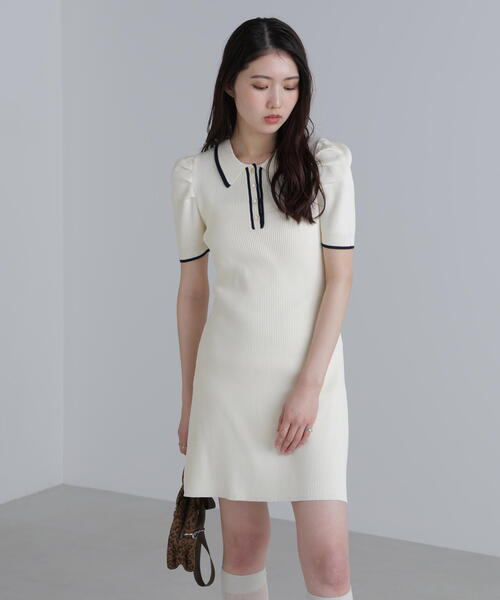 FREE'S MART（フリーズマート）の「◆配色ラインポロニットミニワンピース（ワンピース・レディース・ホワイト/ブラック/ブルー・SMALL/MEDIUM）」の20枚目の写真