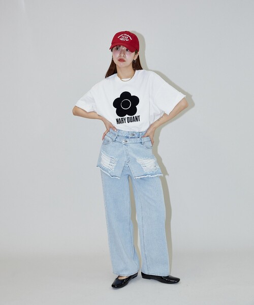 PUBLUX(パブリュクス)の「MARY QUANT × PUBLUX/マリークワント 相良刺繍 Tシャツ 限定展開(Tシャツ/カットソー・レディース・ブラック/サックスブルー/オフホワイト/ピンク/ベージュ・S/M)」の21枚目の写真