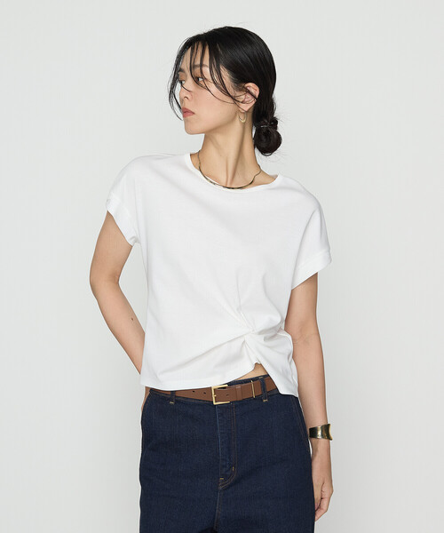 K.T KIYOKO TAKASE（キヨコタカセ）の「コットン強撚ポンチ デザインタックシャツ（Tシャツ/カットソー・レディース・ブラウン/ホワイト/ベージュ/ロイヤルブルー/ブラック/ネイビー・9号/11号）」の21枚目の写真