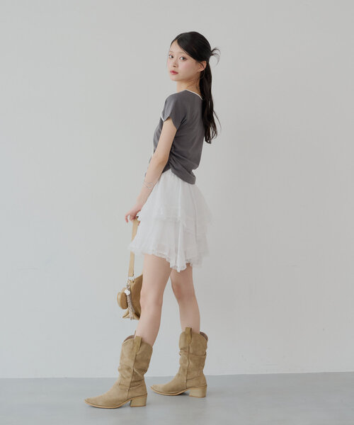 Chico（チコ）の「イレヘムフリルミニスカパン（スカート・レディース・ホワイト/ブラック/グレー・FREE）」の9枚目の写真