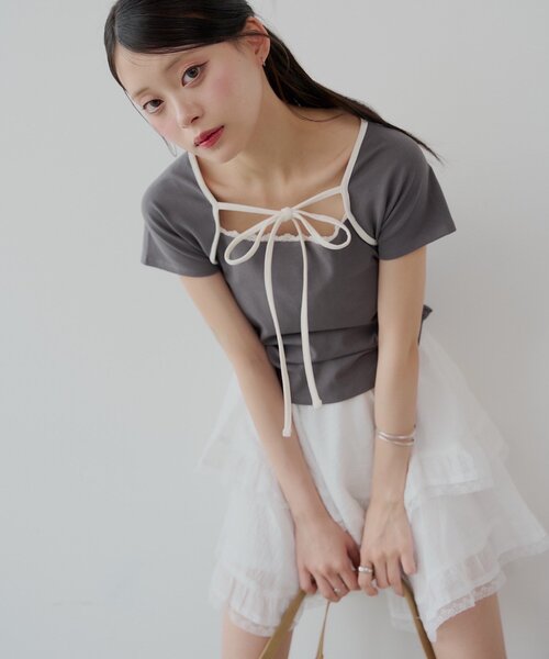 Chico（チコ）の「イレヘムフリルミニスカパン（スカート・レディース・ホワイト/ブラック/グレー・FREE）」の12枚目の写真