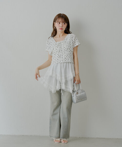 Chico（チコ）の「イレヘムフリルミニスカパン（スカート・レディース・ホワイト/ブラック/グレー・FREE）」の13枚目の写真