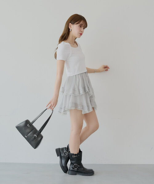 Chico（チコ）の「イレヘムフリルミニスカパン（スカート・レディース・ホワイト/ブラック/グレー・FREE）」の5枚目の写真