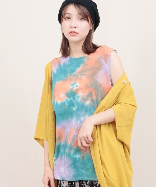 チチカカ（チチカカ）の「タイダイ裾ラウンドタンクトップ（タンクトップ・レディース・オレンジ/グリーン・FREE）」の2枚目の写真