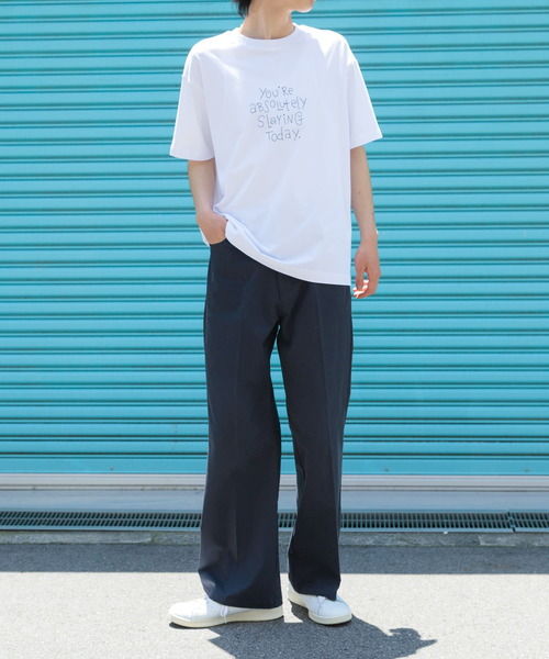 ITEMS URBANRESEARCH（アイテムズ アーバンリサーチ）の「レタード刺繍Tシャツ slaying today（Tシャツ/カットソー・メンズ・チャコールグレー/ブラック/ホワイト・LARGE/MEDIUM）」の6枚目の写真