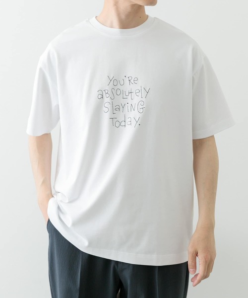 ITEMS URBANRESEARCH（アイテムズ アーバンリサーチ）の「レタード刺繍Tシャツ slaying today（Tシャツ/カットソー・メンズ・チャコールグレー/ブラック/ホワイト・LARGE/MEDIUM）」の8枚目の写真