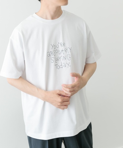 ITEMS URBANRESEARCH（アイテムズ アーバンリサーチ）の「レタード刺繍Tシャツ slaying today（Tシャツ/カットソー・メンズ・チャコールグレー/ブラック/ホワイト・LARGE/MEDIUM）」の9枚目の写真